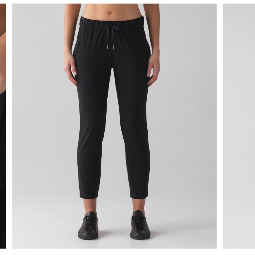 Lululemon On The Fly Pant Woven 28” Black Pants Size 8 EUC Mid Rise W5AHOS